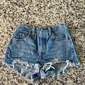 Levi's Light Blue Distressed Cutoff Denim Shorts